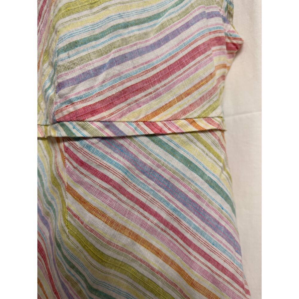 Motherhood Maternity Women Linen Top Blouse V-Neck Sleeveless Stripe Pink New - Picture 4 of 9